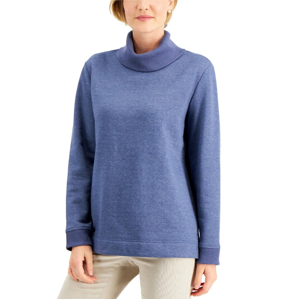 Karen Scott Women's 100% Cotton Blue Turtleneck Sweater NWT